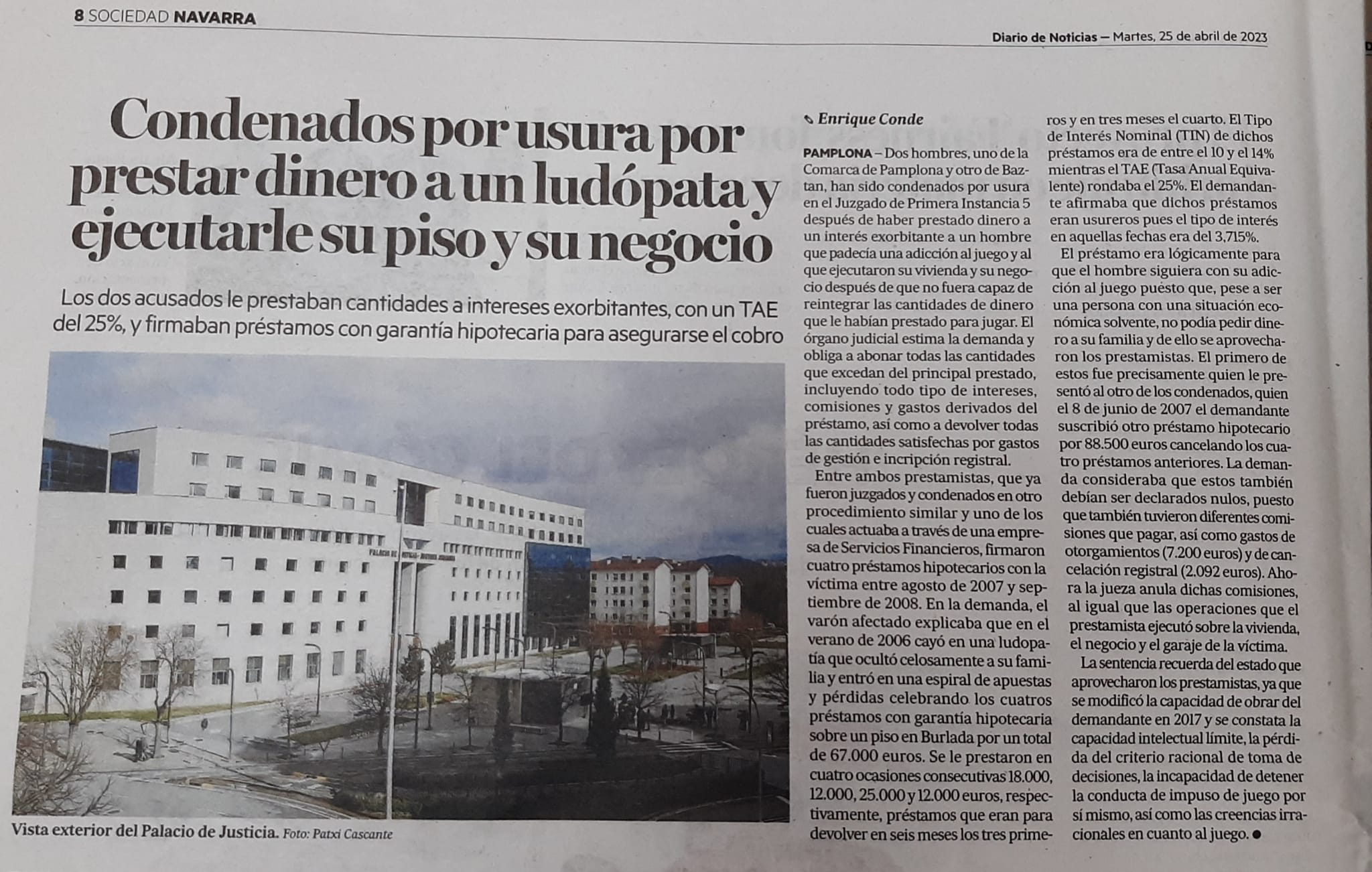 Notiicia publicada en la prensa local